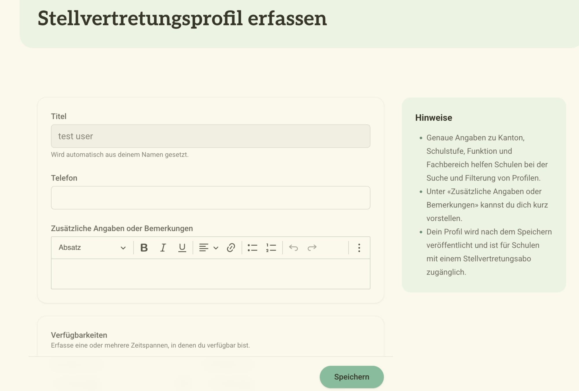 Mein Profil veröffentlichen