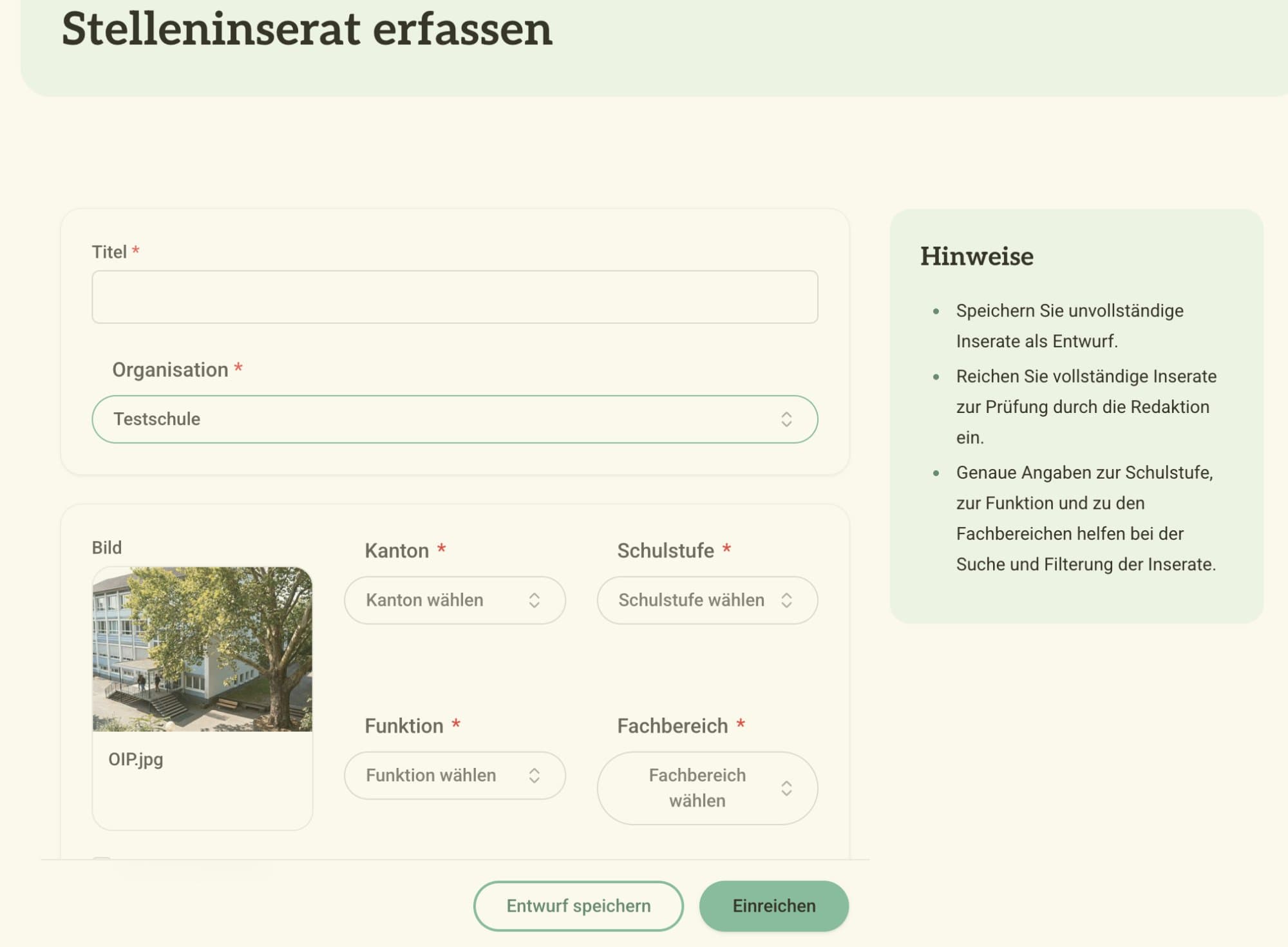 Stelle erfassen