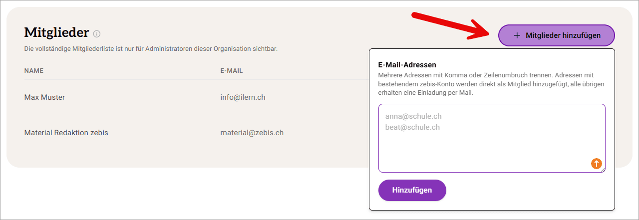 Mitglieder hinzufügen