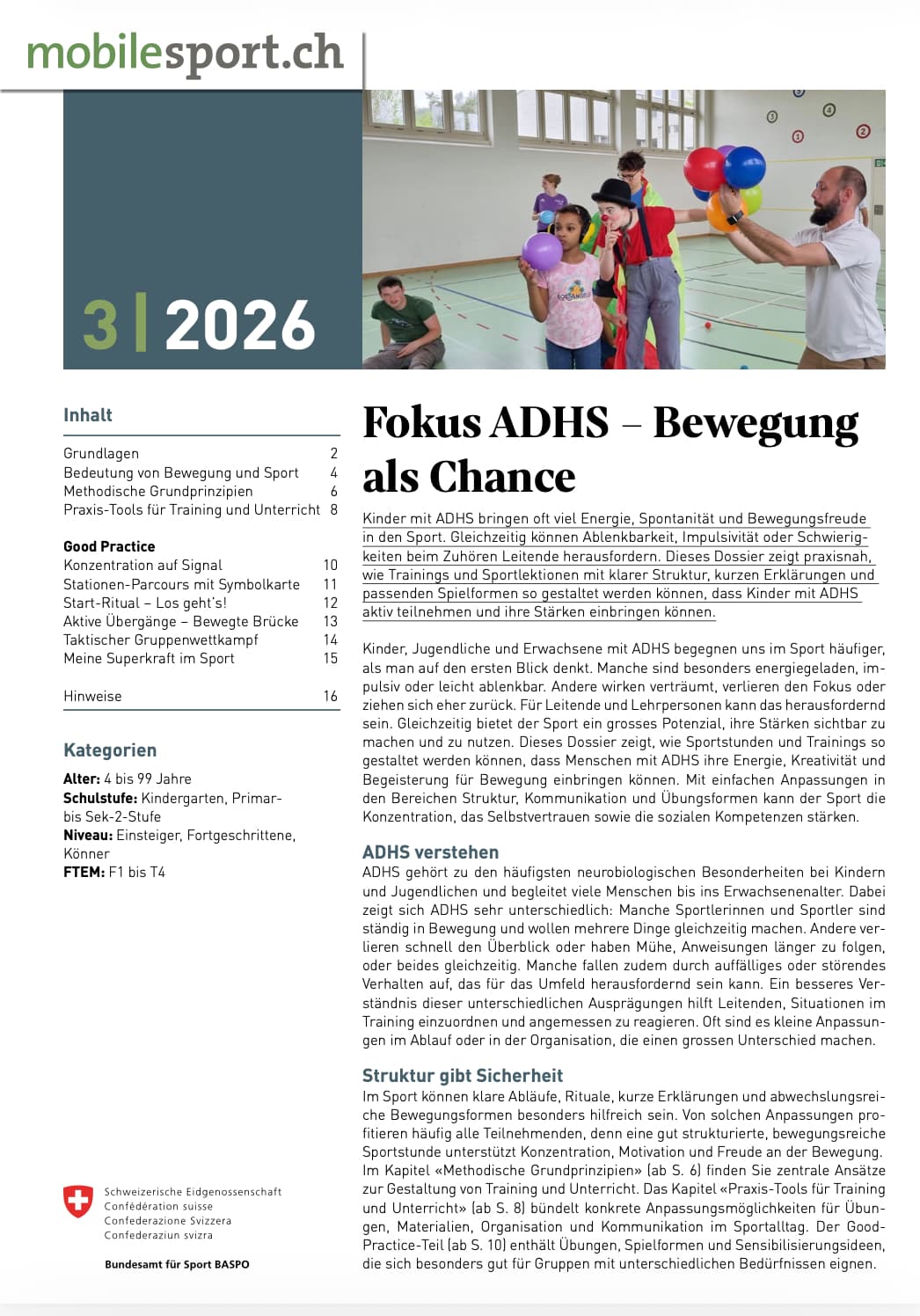 Fokus ADHS – Bewegung als Chance - mobilesport Dossier