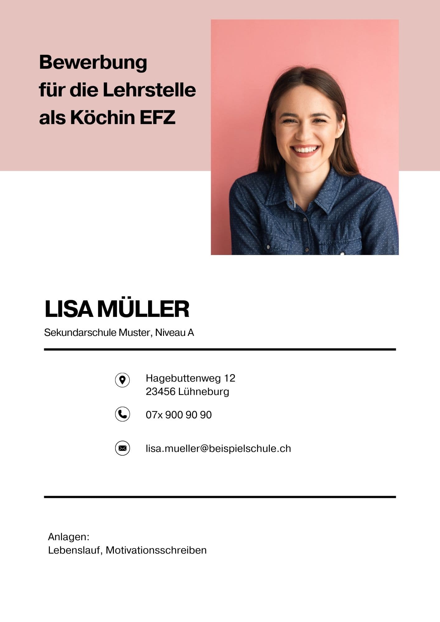Titelblatt-Vorlage für ein Bewerbungsdossier (inkl. Anleitung)
