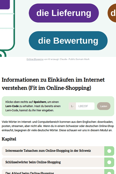 Informationen zu Einkäufen im Internet verstehen (Fit im Online-Shopping)