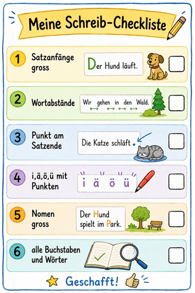 Checkliste: Sätze schreiben