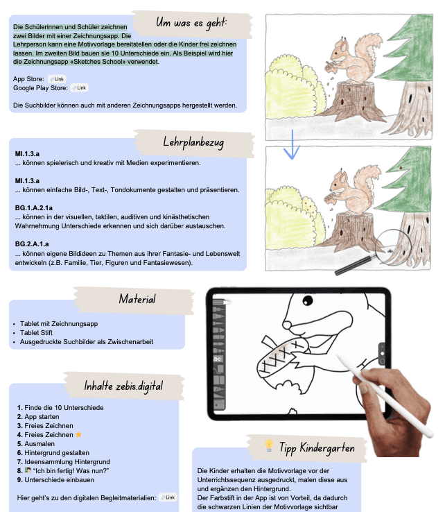 Mit einer App Suchbilder gestalten - zebis.digital