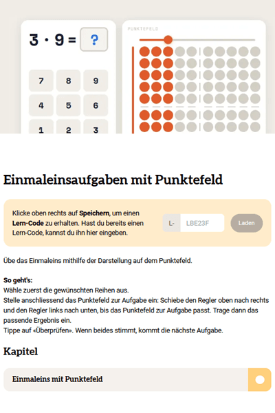 Einmaleinsaufgaben mit Punktefeld - zebis.digital